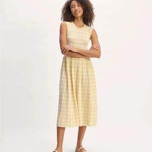 NWT Everlane the Knit Midi Dress in Parsnip Gingham, Small